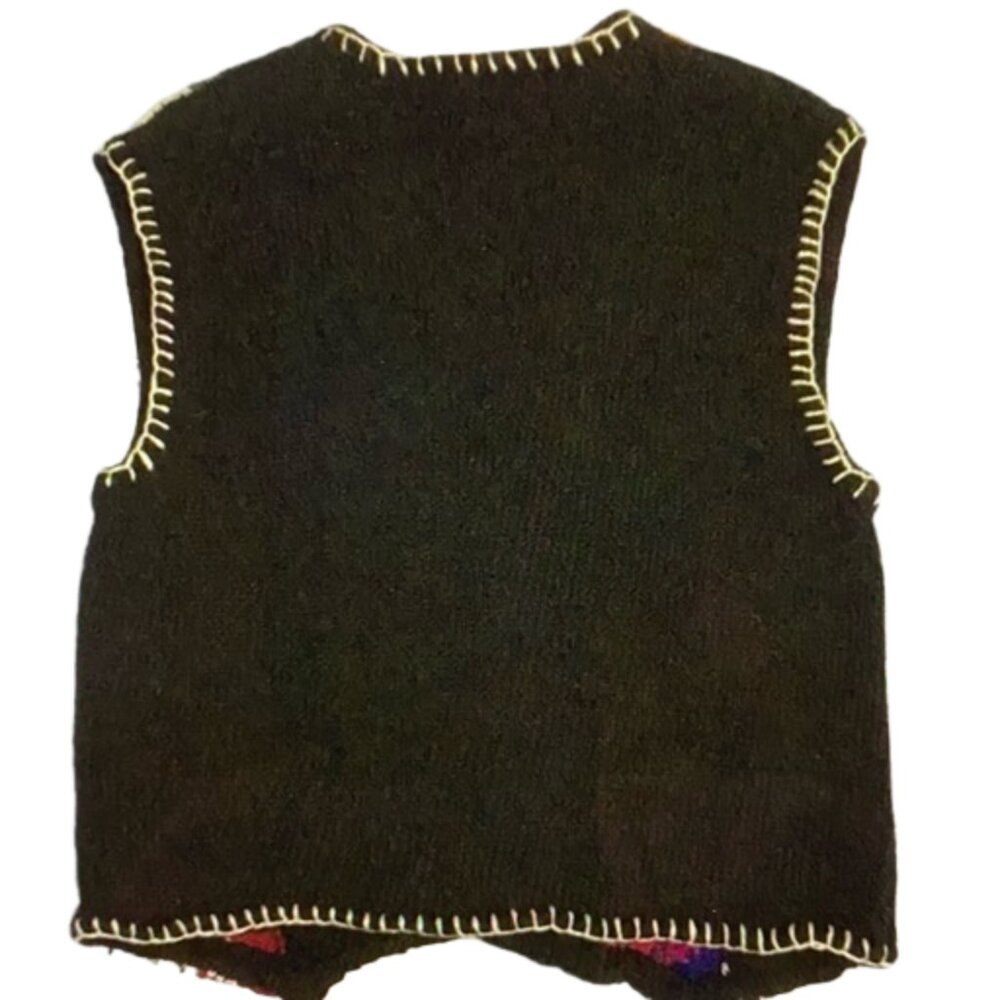 PENDLETON Knock Abouts Vintage Knit Vest M – Multicolor Patchwork Tapestry Folk - Picture 3 of 16